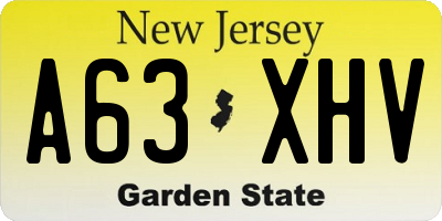 NJ license plate A63XHV
