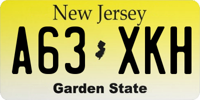 NJ license plate A63XKH