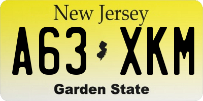 NJ license plate A63XKM