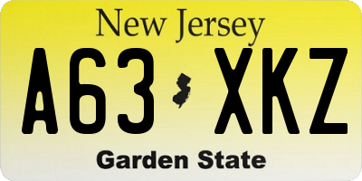 NJ license plate A63XKZ
