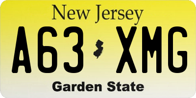 NJ license plate A63XMG