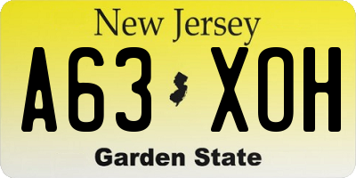NJ license plate A63XOH