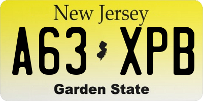 NJ license plate A63XPB