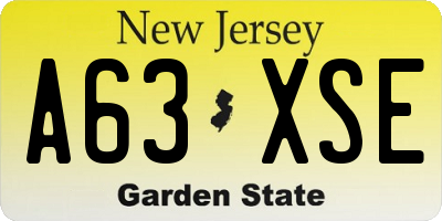 NJ license plate A63XSE