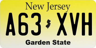 NJ license plate A63XVH