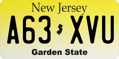 NJ license plate A63XVU