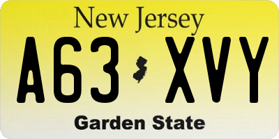 NJ license plate A63XVY