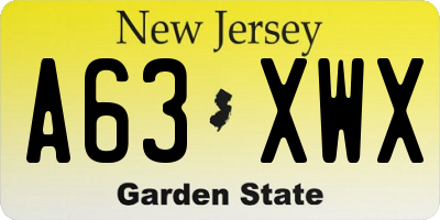 NJ license plate A63XWX