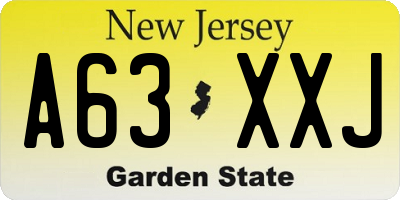 NJ license plate A63XXJ