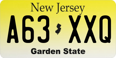 NJ license plate A63XXQ