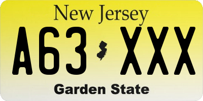 NJ license plate A63XXX
