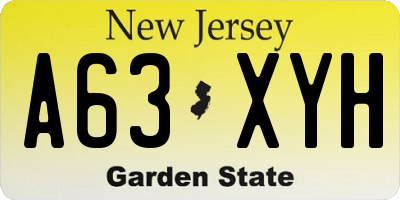 NJ license plate A63XYH