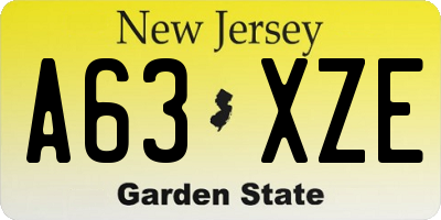 NJ license plate A63XZE