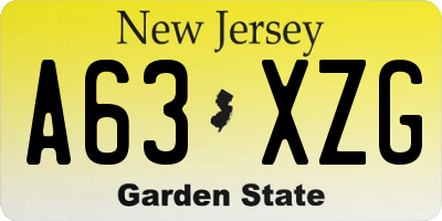 NJ license plate A63XZG