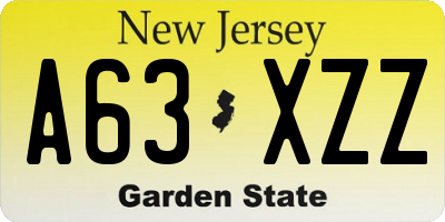 NJ license plate A63XZZ