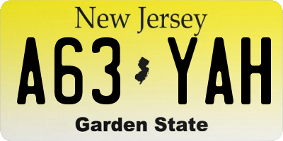 NJ license plate A63YAH