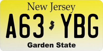 NJ license plate A63YBG