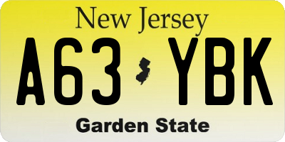 NJ license plate A63YBK