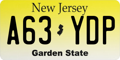NJ license plate A63YDP