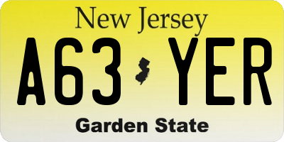 NJ license plate A63YER