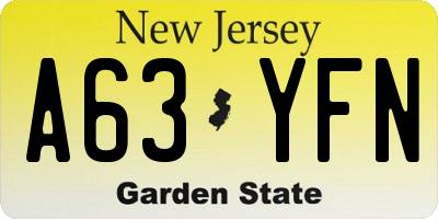 NJ license plate A63YFN