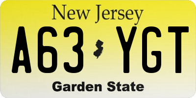 NJ license plate A63YGT