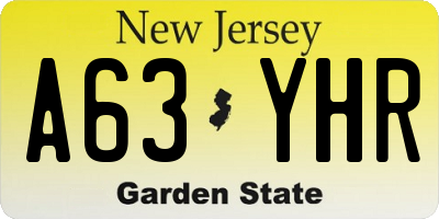 NJ license plate A63YHR