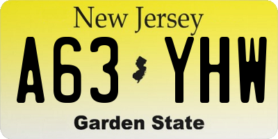 NJ license plate A63YHW