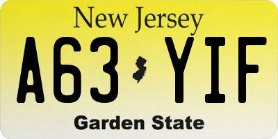 NJ license plate A63YIF