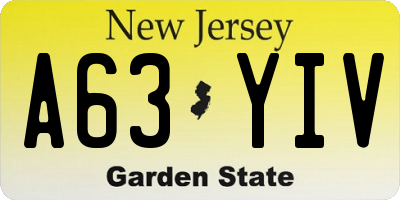 NJ license plate A63YIV