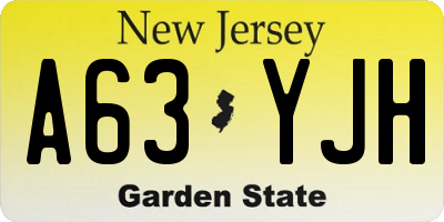 NJ license plate A63YJH