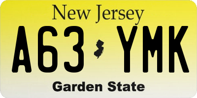 NJ license plate A63YMK