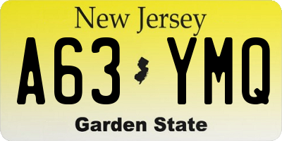 NJ license plate A63YMQ