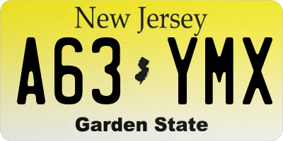 NJ license plate A63YMX