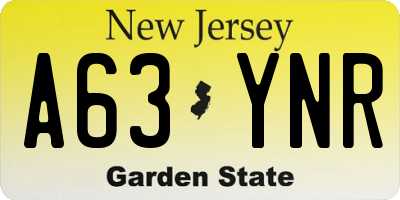 NJ license plate A63YNR