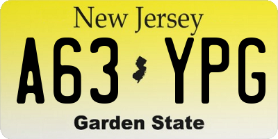 NJ license plate A63YPG
