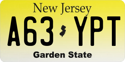 NJ license plate A63YPT
