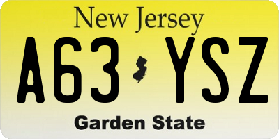 NJ license plate A63YSZ