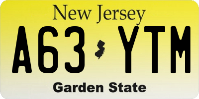 NJ license plate A63YTM