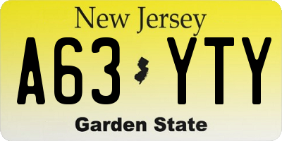 NJ license plate A63YTY