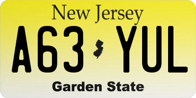 NJ license plate A63YUL