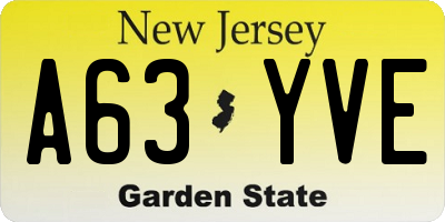 NJ license plate A63YVE