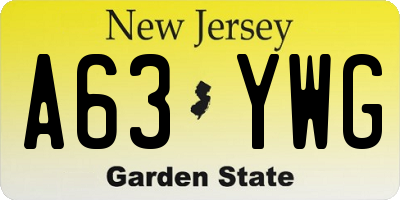 NJ license plate A63YWG