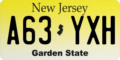NJ license plate A63YXH