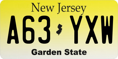 NJ license plate A63YXW