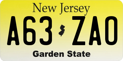 NJ license plate A63ZAO