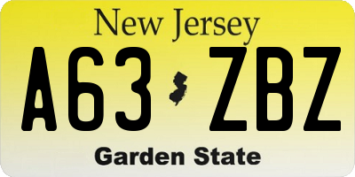 NJ license plate A63ZBZ