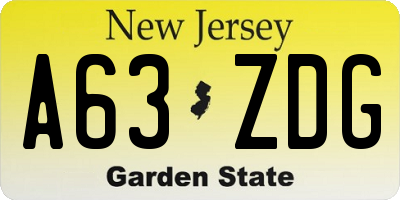 NJ license plate A63ZDG