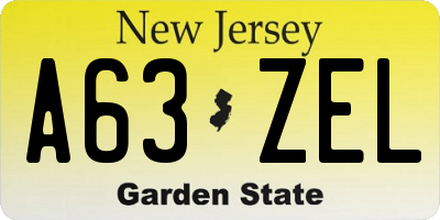 NJ license plate A63ZEL