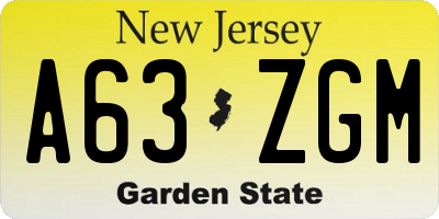 NJ license plate A63ZGM